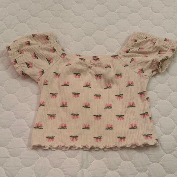 Cat & Jack Maroon Corduroy Dress with two floral tops. - Picture 10 of 12